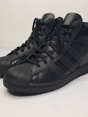 Adidas Black High-Top Sneakers with Textured Shell Toe Hidden Wedge